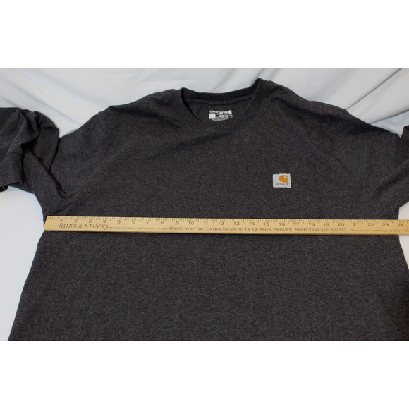 Carhartt Loose Fit Dark Gray Heavyweight Pocket Tee Long Sleeve Men's (L) Logo - Picture 12 of 13